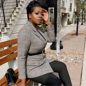 H&M Checkered Double Breasted Blazer